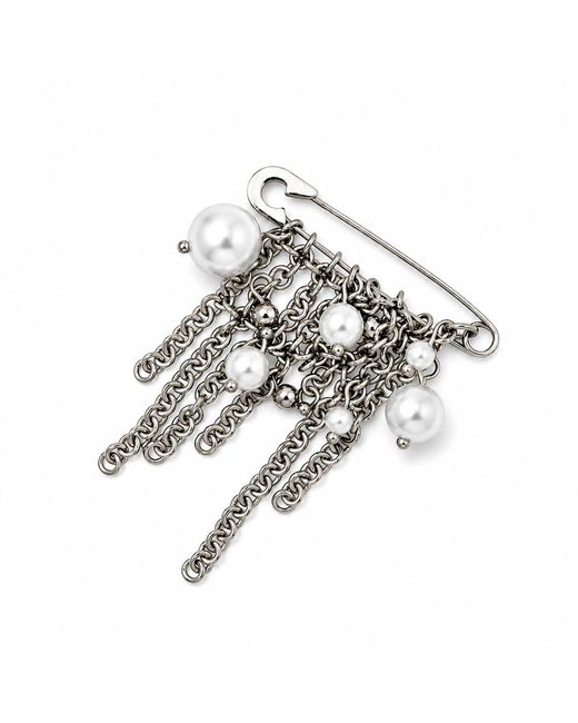 Kirei White Mass Pearl Chain Brooch