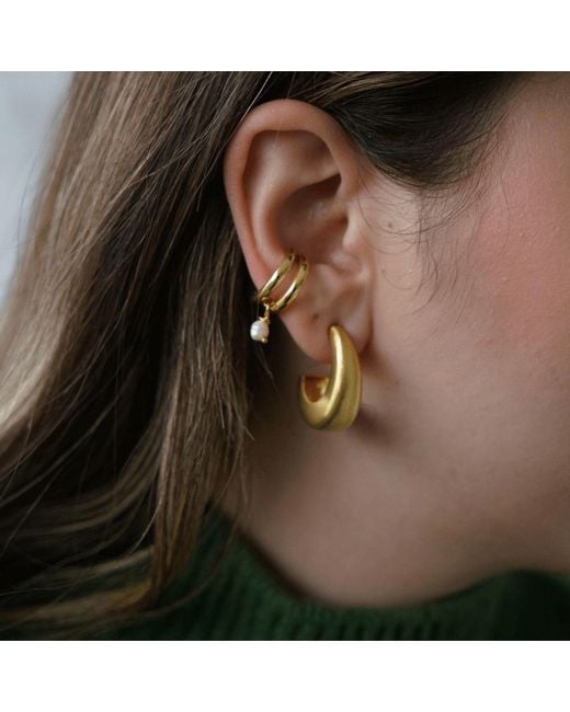 LINYA JEWELLERY Metallic Bony Domed Hoop Earrings