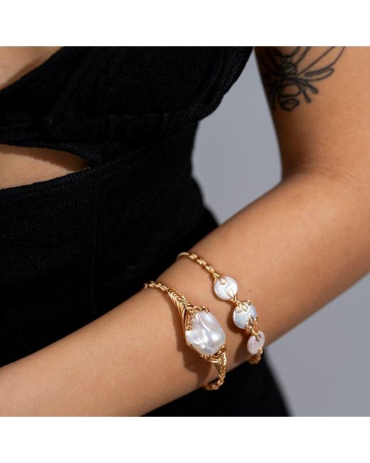 Ebru Jewelry Metallic Cleopatra's Treasure Baroque Pearl Arm & Cuff Bracelet