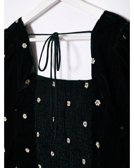 Rose & Nancy Black Mila Velvet Embroidered Top