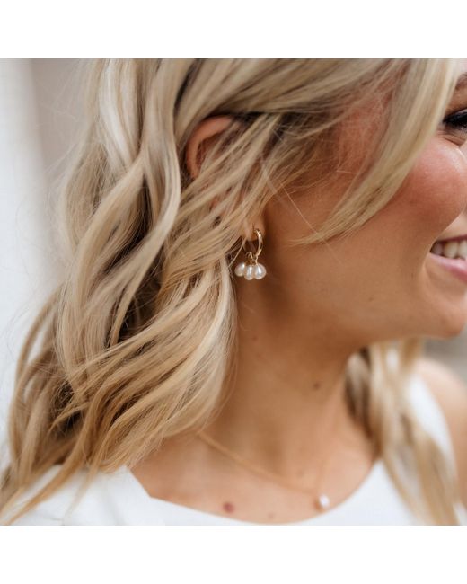 Kiri & Belle White Harlow Pearl Cluster Hoop Sterling Earrings