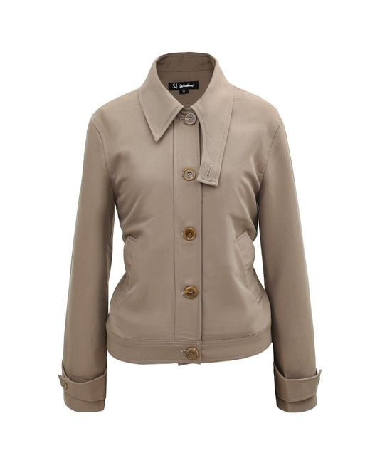Smart and Joy Gray Buttoned Collar Short Jacket