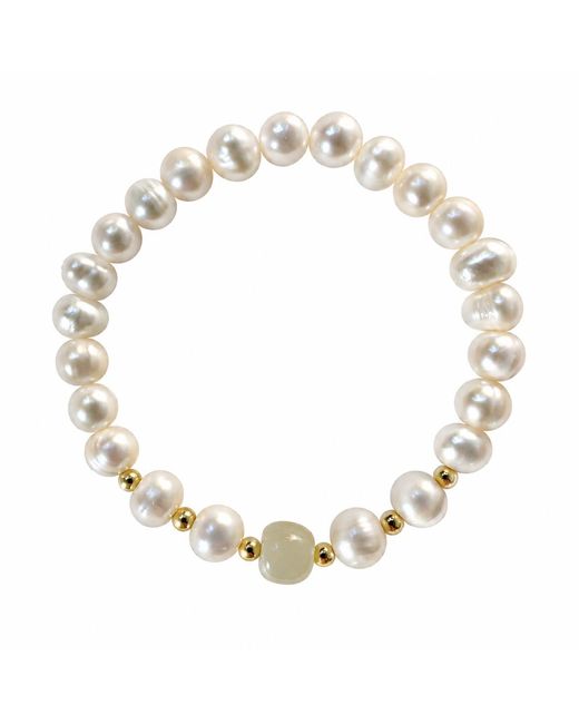 ORIGIN OF HEARTS Metallic Marina Bracelet – Freshwater Pearl & Natural Hetian Jade Bracelet
