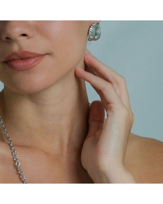 Onia Metallic Lemon-Leaf Form Earrings