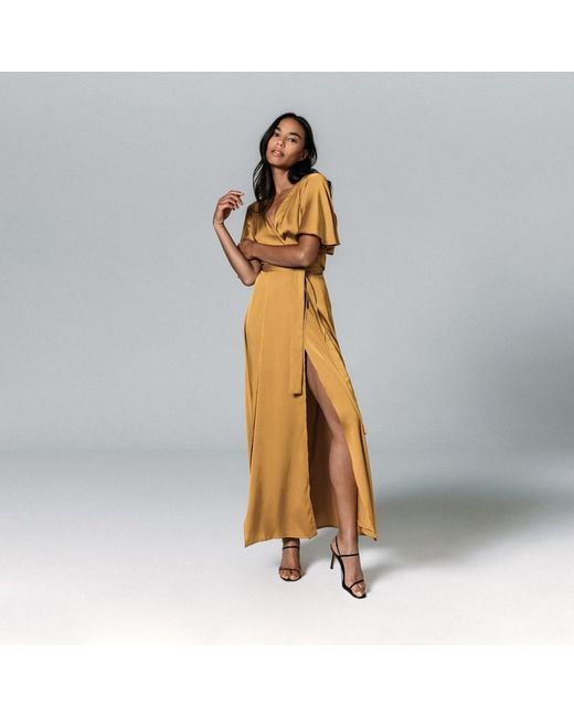 Sanctumum Metallic Oleon Kimono Style Silk Dress
