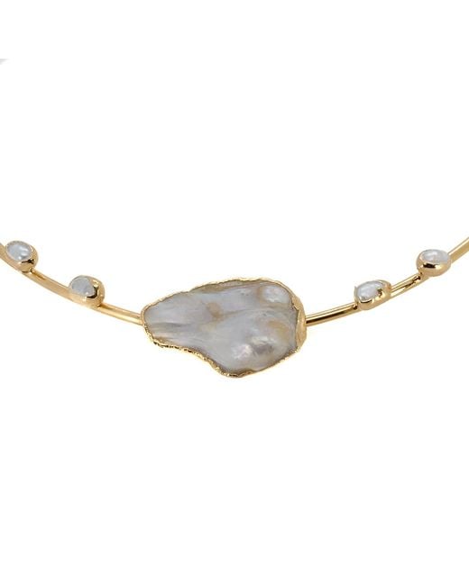 Ebru Jewelry Metallic Majestic Pearl & Choker Necklace