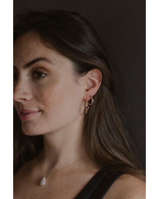 Claire Hill Designs Metallic Lapis Lazuli Lichen Branch Large Hoops