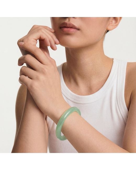 seree Blue Pond Cyan Skinny Round Jade Stone Bangle