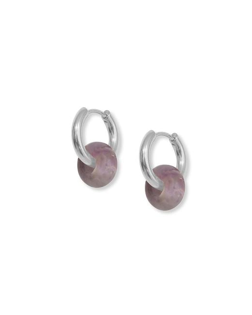 A Weathered Penny Metallic Amethyst Hoops