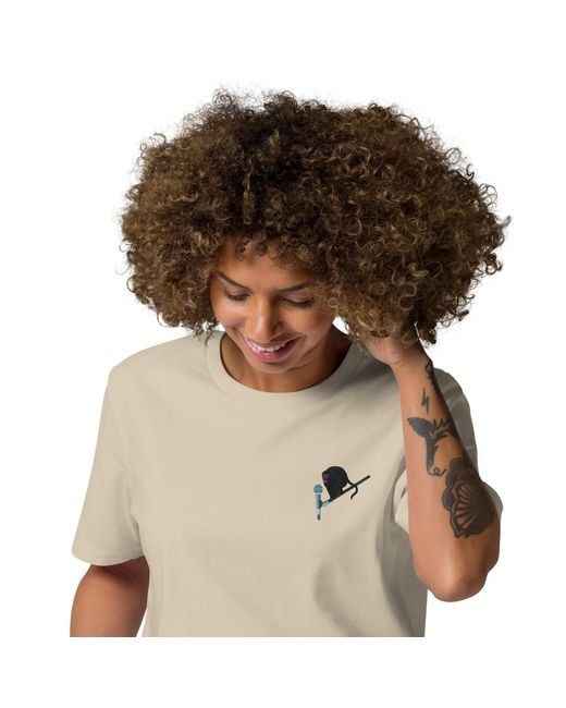 Anchor and Crew Natural Neutrals Desert Dust Artist Monkey Organic Cotton Embroidered T-Shirt