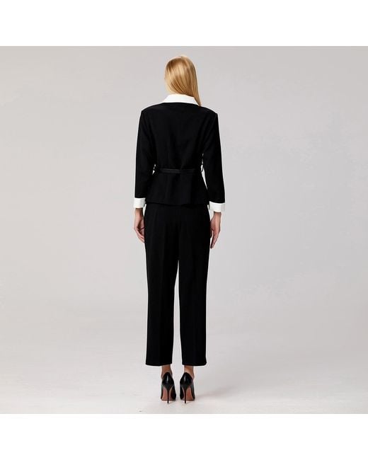 Smart and Joy Black Double Breasted Collar Jacket