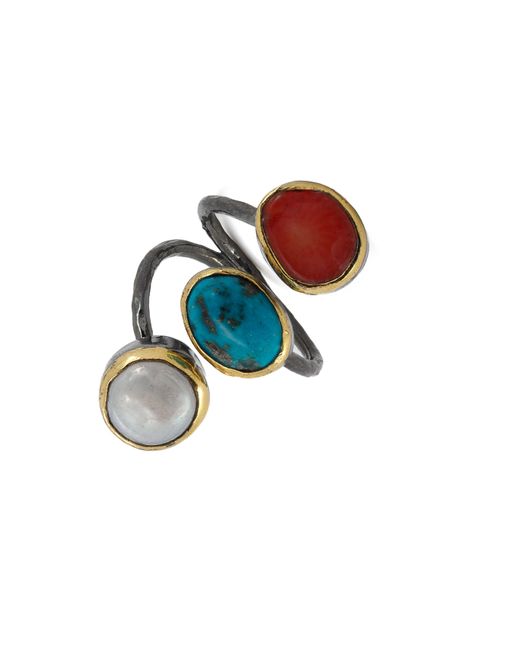 Ebru Jewelry Multicolor Triple Gemstone Sterling Ring