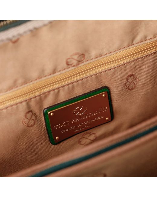 Time Resistance Green Leather Briefcase Laptop Bag for men