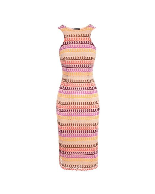 AVENUE No.29 Pink Cutout Bodycon Midi Lace Dress