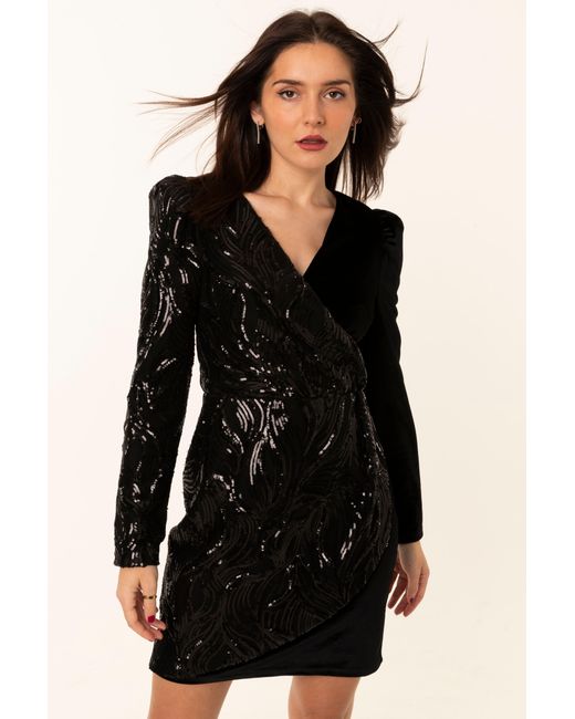 The Gt Atelier Black V Neck Fitted Mini Dress