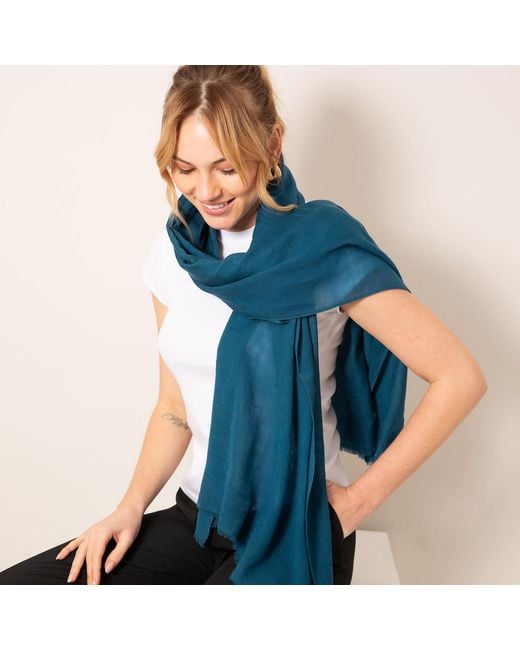 Alie Street London Blue Aurielle Silk Wool Scarf Tapestry