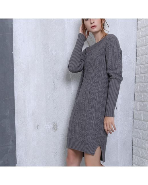 Smart and Joy Gray Lacing-In-Back Jumper Dress