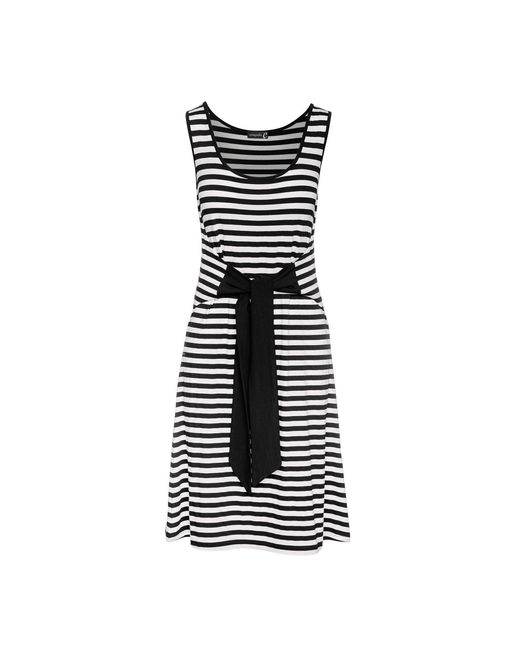 Conquista Black Striped Dress With Tie Waist