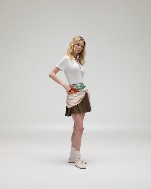 Victoria Paulsen White Jamie Pointelle Knit Short Sleeve Polo