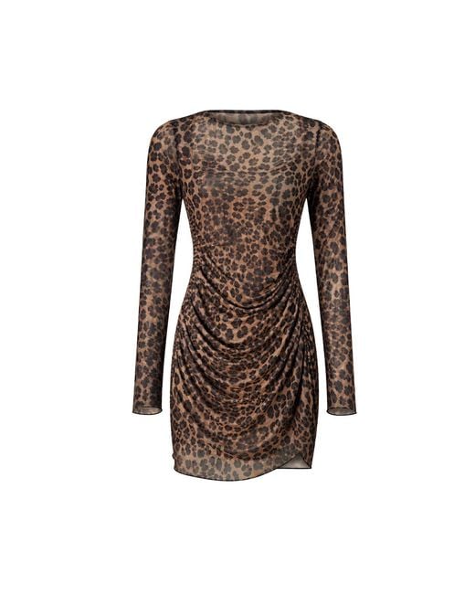 Alia Studio Brown Lueur Mini Mesh Dress