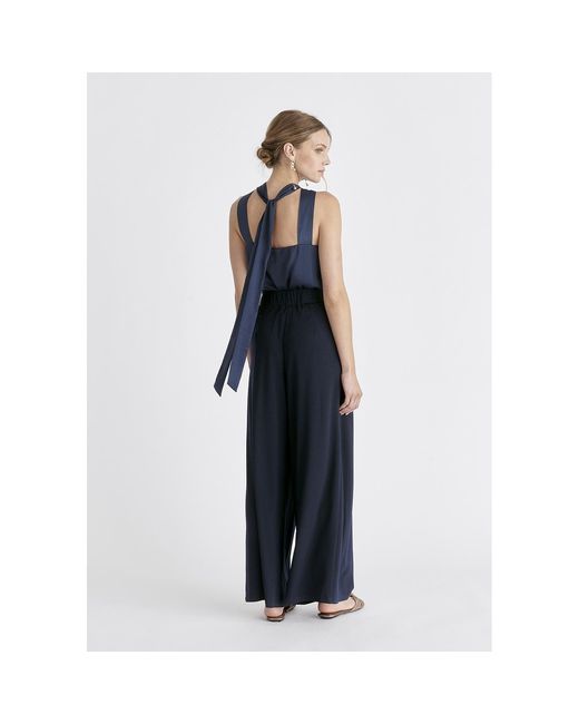 Paisie Blue Belted Halterneck Blouse