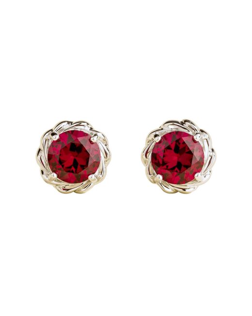 Juvetti Red Tonn White Gold Earrings Set With Ruby