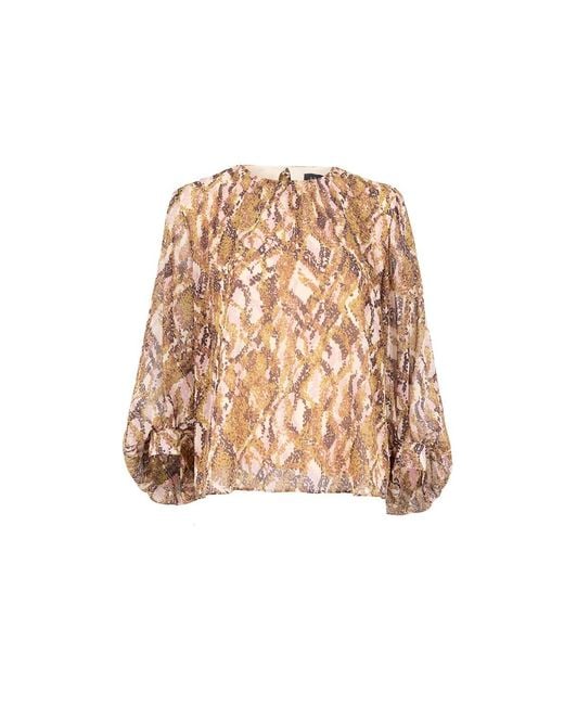 Exquise Natural Regular Scarf Neck Patterned Sariyah Blouse