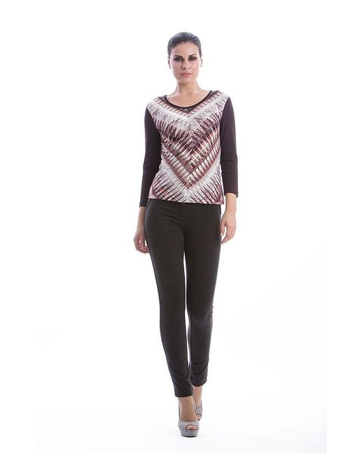 Conquista Purple Straight Patterned Top