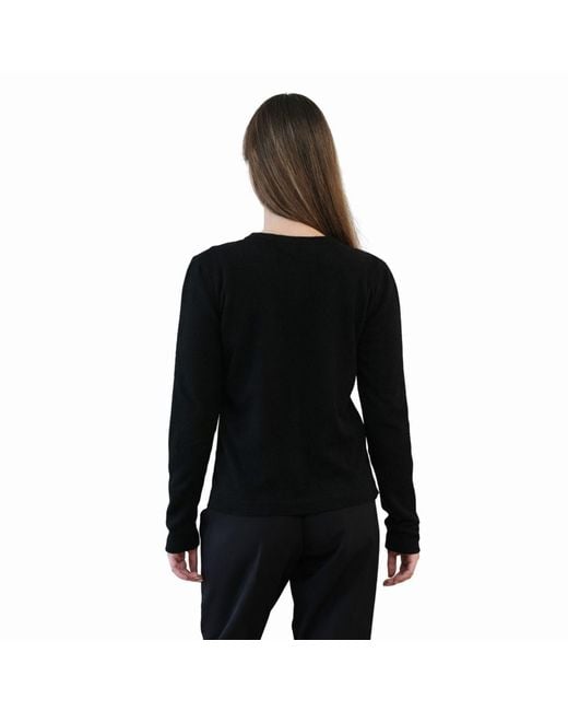 Nuvv Collection Black Fine Knit Cardigan With Buttons Wool And Cashmere Blend Italian Yarn