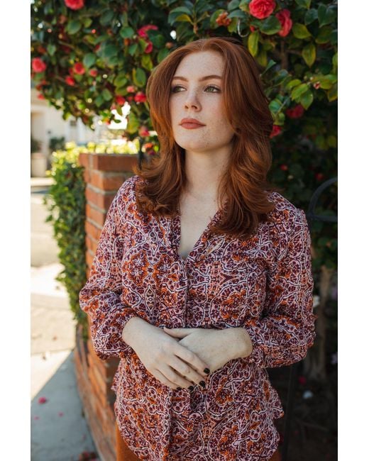 Jennafer Grace Red Willoughby Tie Front Blouse