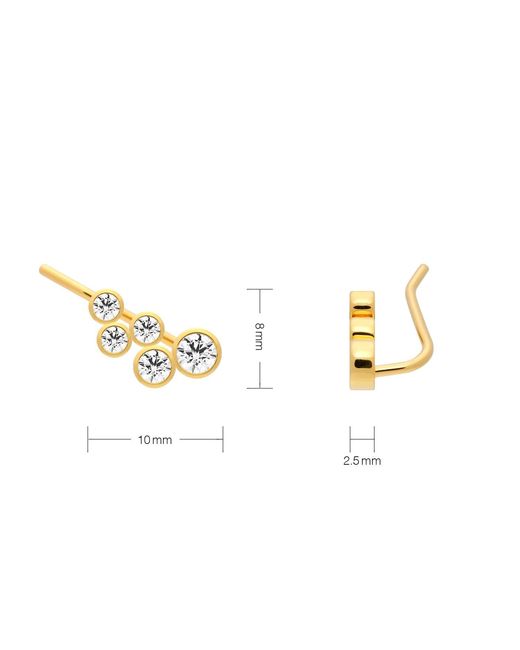 Meulien Metallic Clustered Bezel Set Ear Climber Stud Earrings