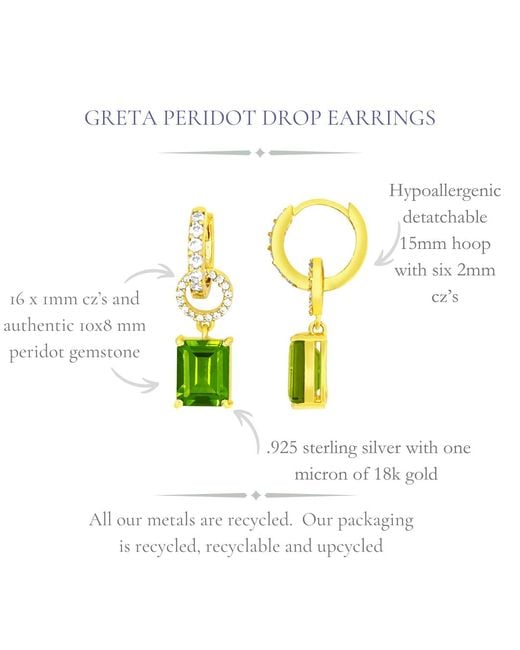 GEM BAZAAR Green Greta Peridot Drop Earrings