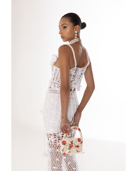 Andreeva White Vanilla Handmade Crochet Skirt