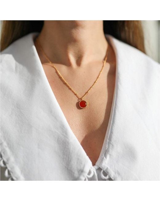 Auree Jewellery Metallic Bali 9ct Gold July Birthstone Necklace Carnelian