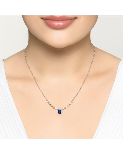 Latelita London Blue Claudia Gemstone Pendant Necklace Silver Sapphire