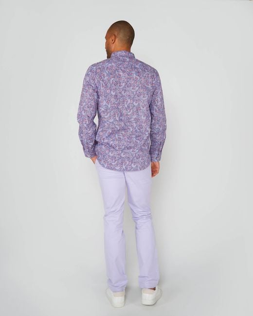 Lords of Harlech Blue Morris Paisley Shadow Shirt for men