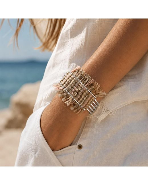 Rare Matters Jewelry Multicolor Neutrals Handwoven Wire Cuff Bracelet