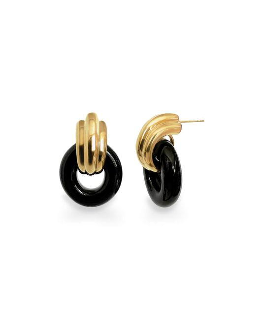 Gold & Honey Black Donut Door Knocker Earrings