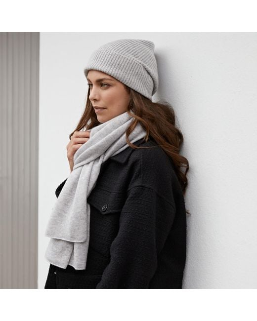 Cove Gray Cashmere Ribbed Beanie