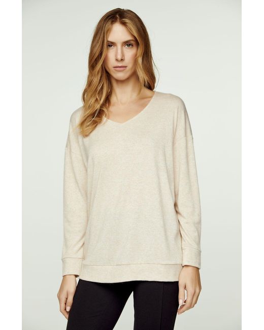 Conquista Natural Neutrals Melange Long Sleeve Knit Top