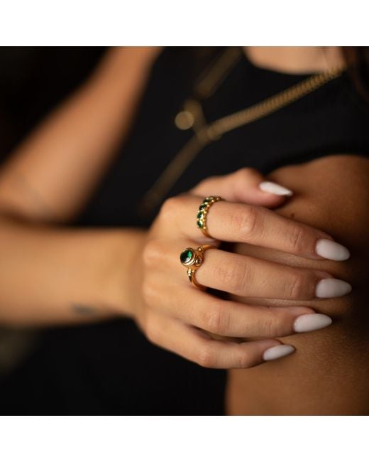 Ebru Jewelry White Emerald Aura Adjustable Ring