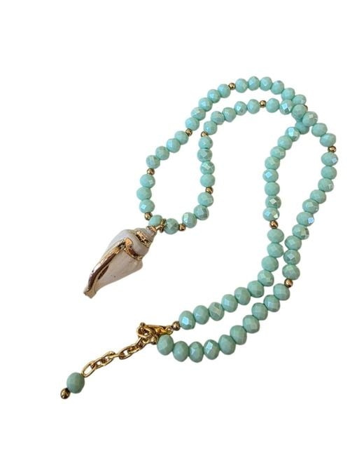 OhSun Blue Belize Shell Necklace