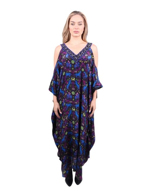 Any Old Iron Blue Hand-Beaded Neckline High Horse Dress