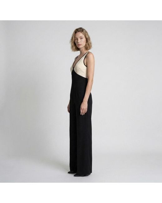 Modenaire Black Two Tone Jumpsuit Sculpted Wrap Form