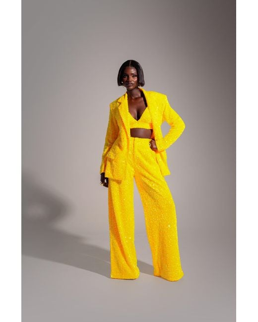 Ofuure Yellow Liza Sequin Bra Top