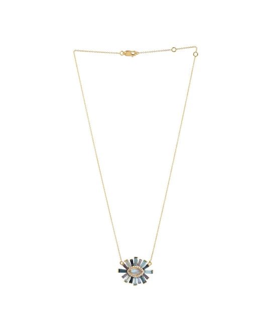 Artisan Metallic Moonstone, Multi Sapphire & Diamond Sunburst Necklace