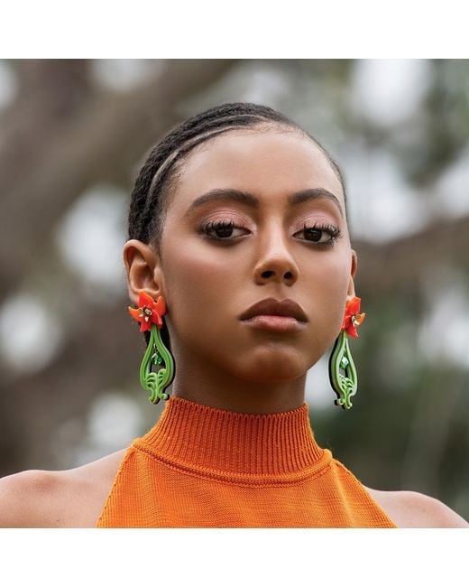 Gissa Bicalho Green Handmade Acrylic Earring Iris Living Coral