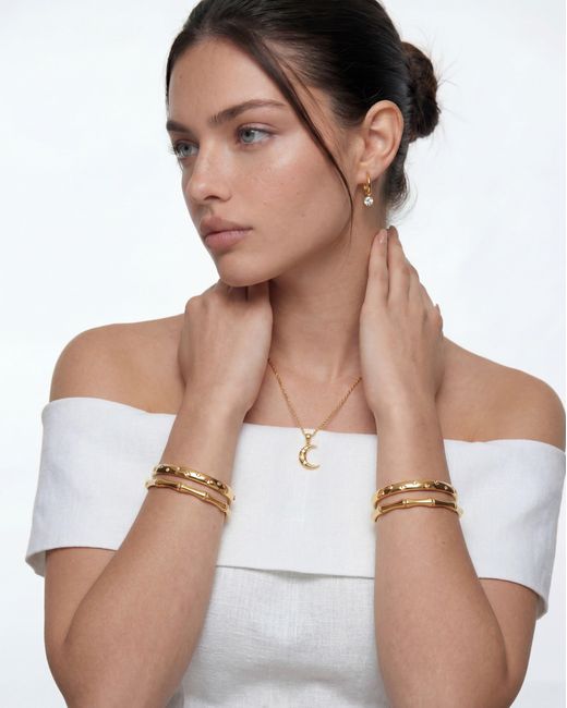 Elk & Bloom White 14K Band Bamboo Stackable Bangle