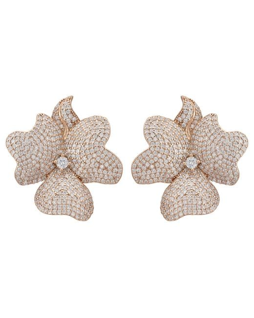 Latelita London Natural Rose Flower Large Stud Clip On Earrings Rosegold
