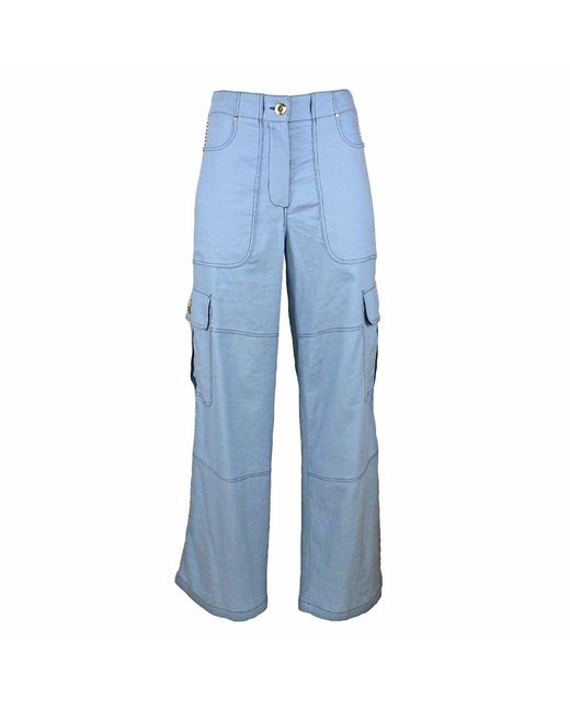 Lalipop Design Blue High-Waisted Baby Cargo Pants
